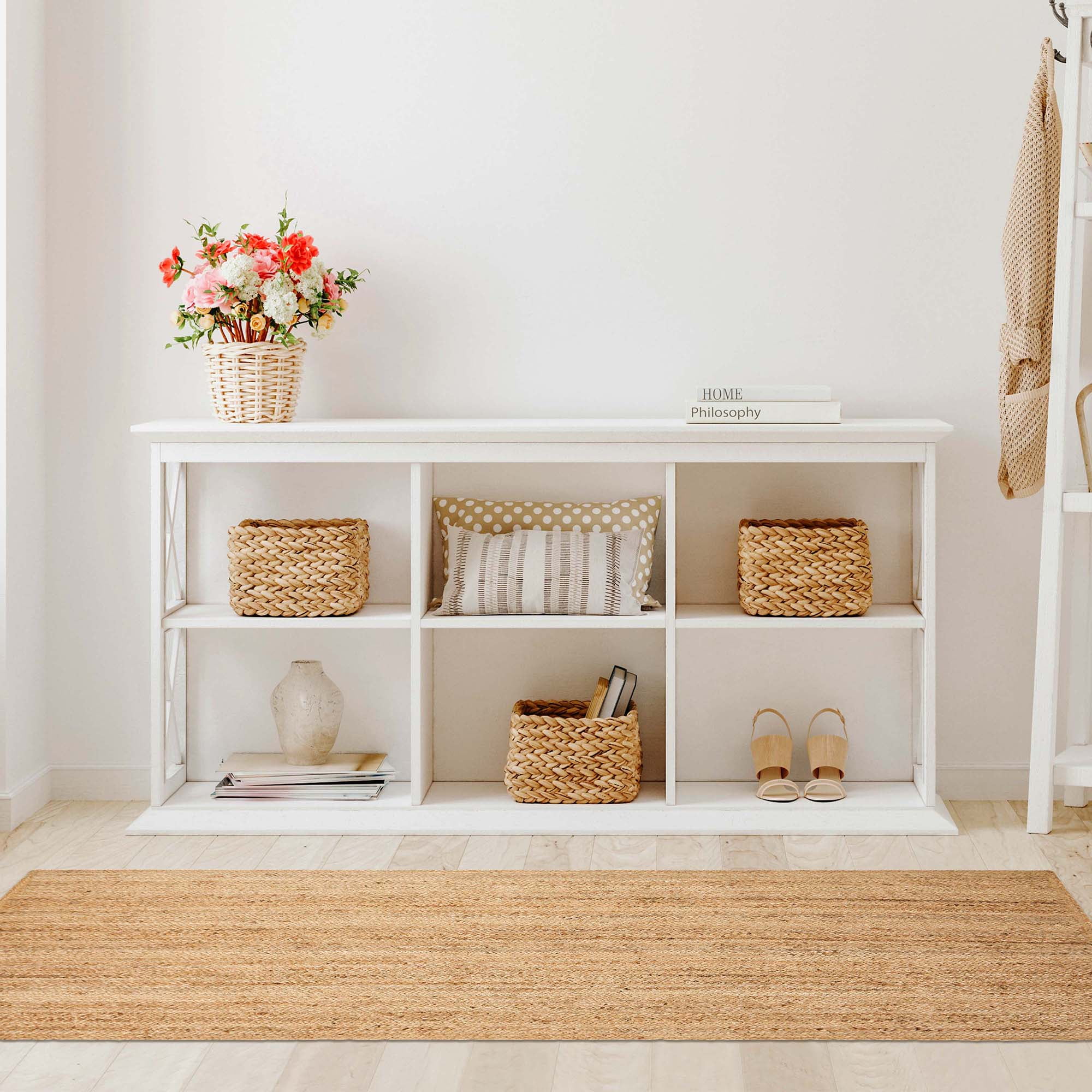 Natural Tan Braided Jute Handwoven Runner Rug 2'6" x 8'