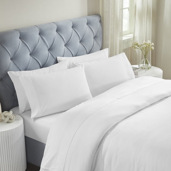 Superior Brandon Embroidered Cotton Bed Sheet Set, California King, White