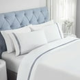 thumbnail image 1 of Superior Brandon Embroidered Cotton Bed Sheet Set, Twin, White/Navy Blue, 1 of 11