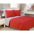 thumbnail image 1 of Superior Brandon Soft Cotton Striped Quilt Set, Full/ Queen, Red, 1 of 5