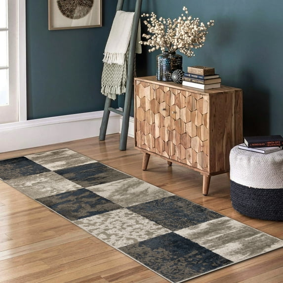 Superior Brentwood 2' 7" x 8' Runner Rug, Modern Abstract Rugs for Living Room Bedroom, Black
