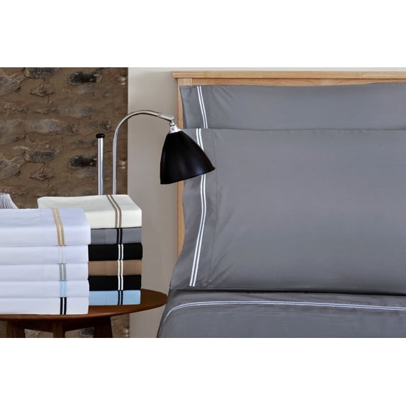 Superior Bubble Embroidered Microfiber Sheet Set, Full, Black/ White