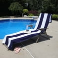 thumbnail image 1 of Cotton Blue Cabana Stripe Standard Size Chaise Lounge Chair Cover by Superior, 1 of 11