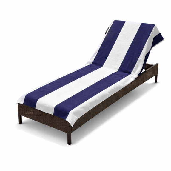 Cotton Blue Cabana Stripe Standard Size Chaise Lounge Chair Cover by Superior