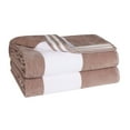 thumbnail image 1 of Superior Cabana Striped 2-Piece Oversized Cotton Beach Towel Set, Taupe, 1 of 9