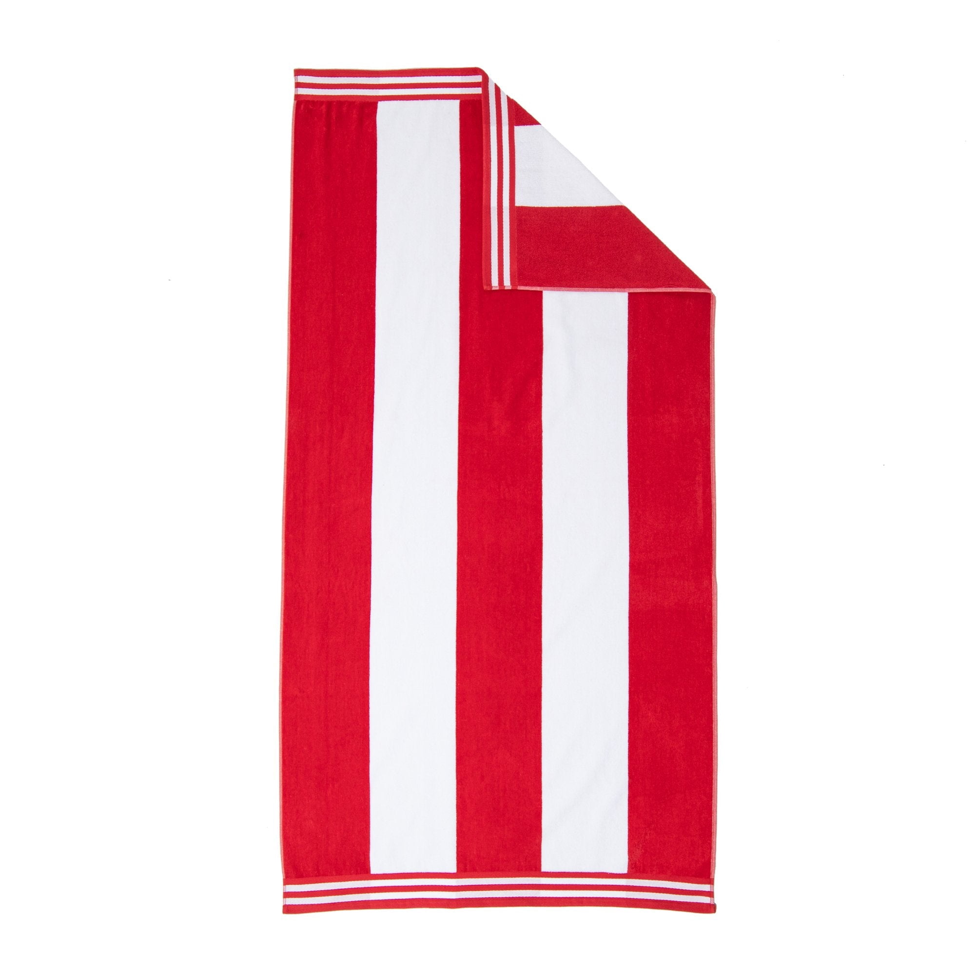 Superior Cabana Striped 4-Piece Oversized Cotton Beach Towel Set, Red