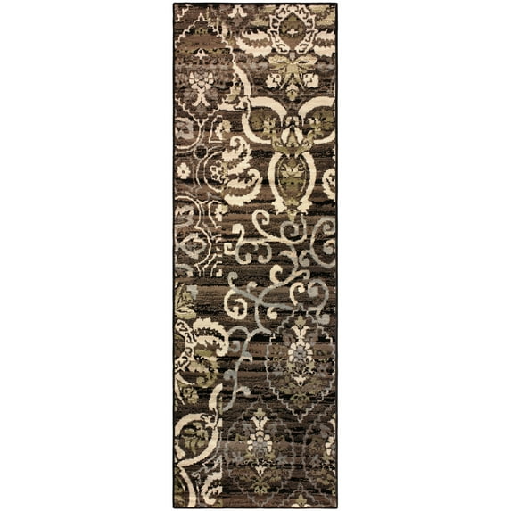 Superior Caldwell Modern Floral Indoor Runner Rug, 2' 7" x 8', Black