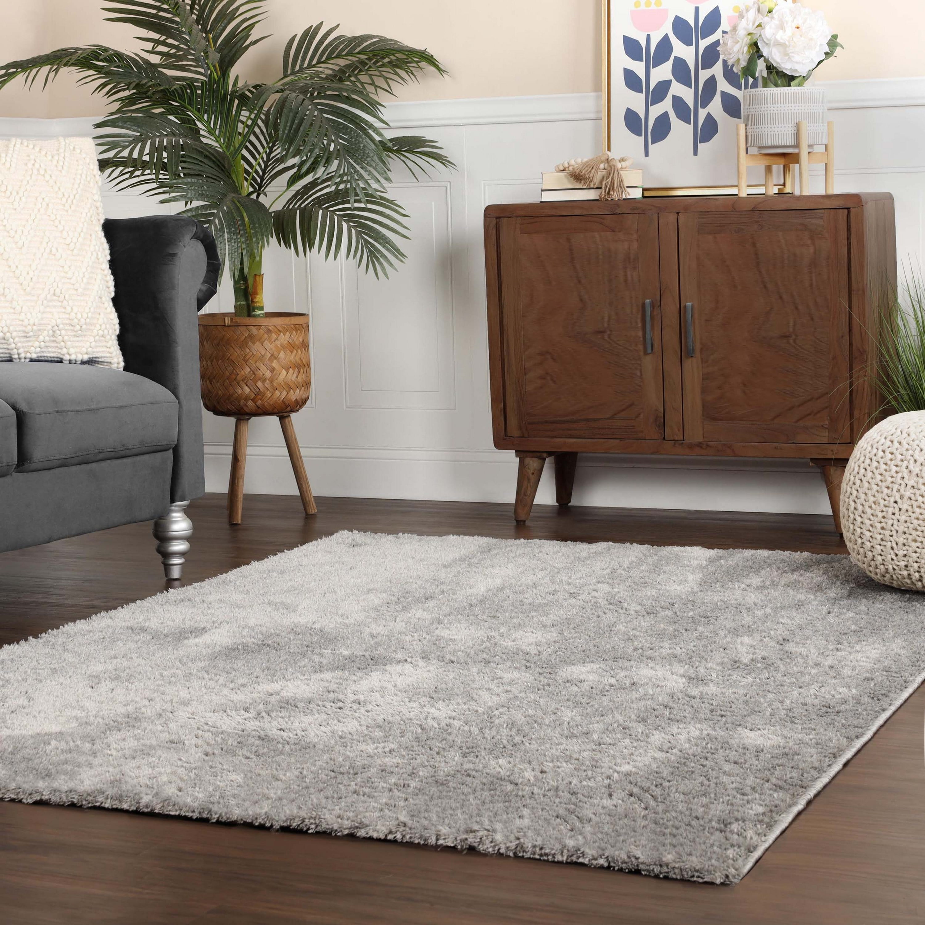 Superior California Shag Non-Slip Indoor Area Rug, 10' x 14', Silver