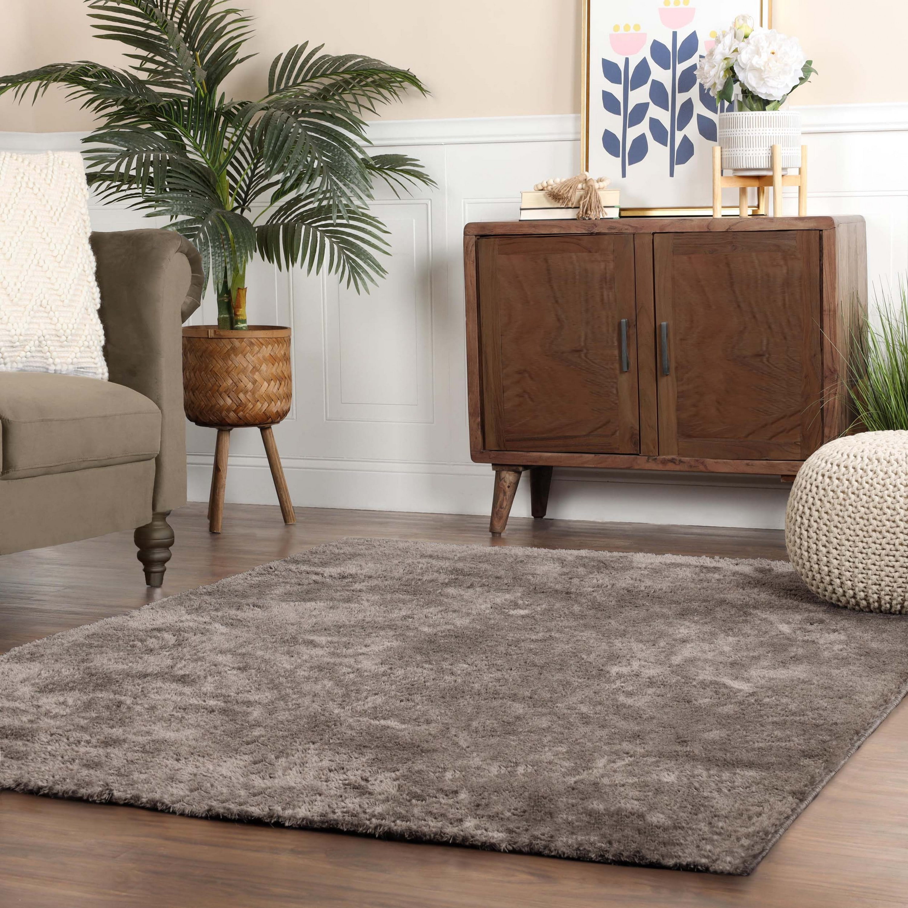Superior California Shag Non-Slip Indoor Area Rug, 10' x 14', Warm Stone