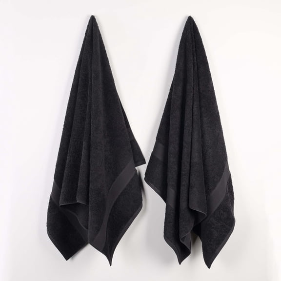 Superior Oregon Organic Cotton Solid Bath Sheet, Set of 2, Black
