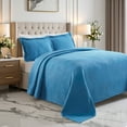 thumbnail image 1 of Superior Cascade Cotton Decorative Bedspread and Sham Set, Full, Denim Blue, 1 of 5