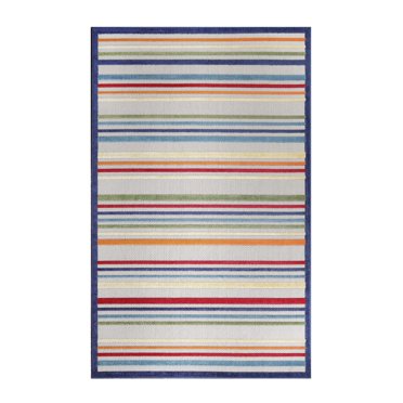 Better Homes & Gardens 7' x 10' Multi-Color Striped Outdoor Rug ...