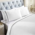 thumbnail image 1 of Superior Chain Links Embroidered Cotton Bed Sheet Set, Queen, White/Black, 1 of 11