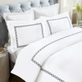 thumbnail image 1 of Superior Chain Links Embroidered Cotton Duvet Cover Set, King/California King, White/Black, 1 of 11