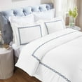 thumbnail image 1 of Superior Chain Links Embroidered Cotton Duvet Cover Set, King/California King, White/Navy Blue, 1 of 11