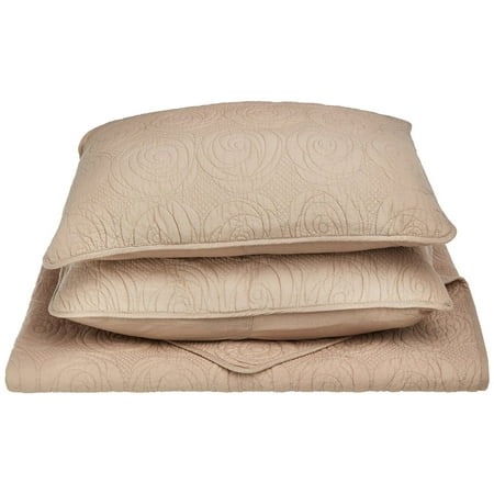Superior Channing 100% Cotton Quilt Set, Full/ Queen, Taupe