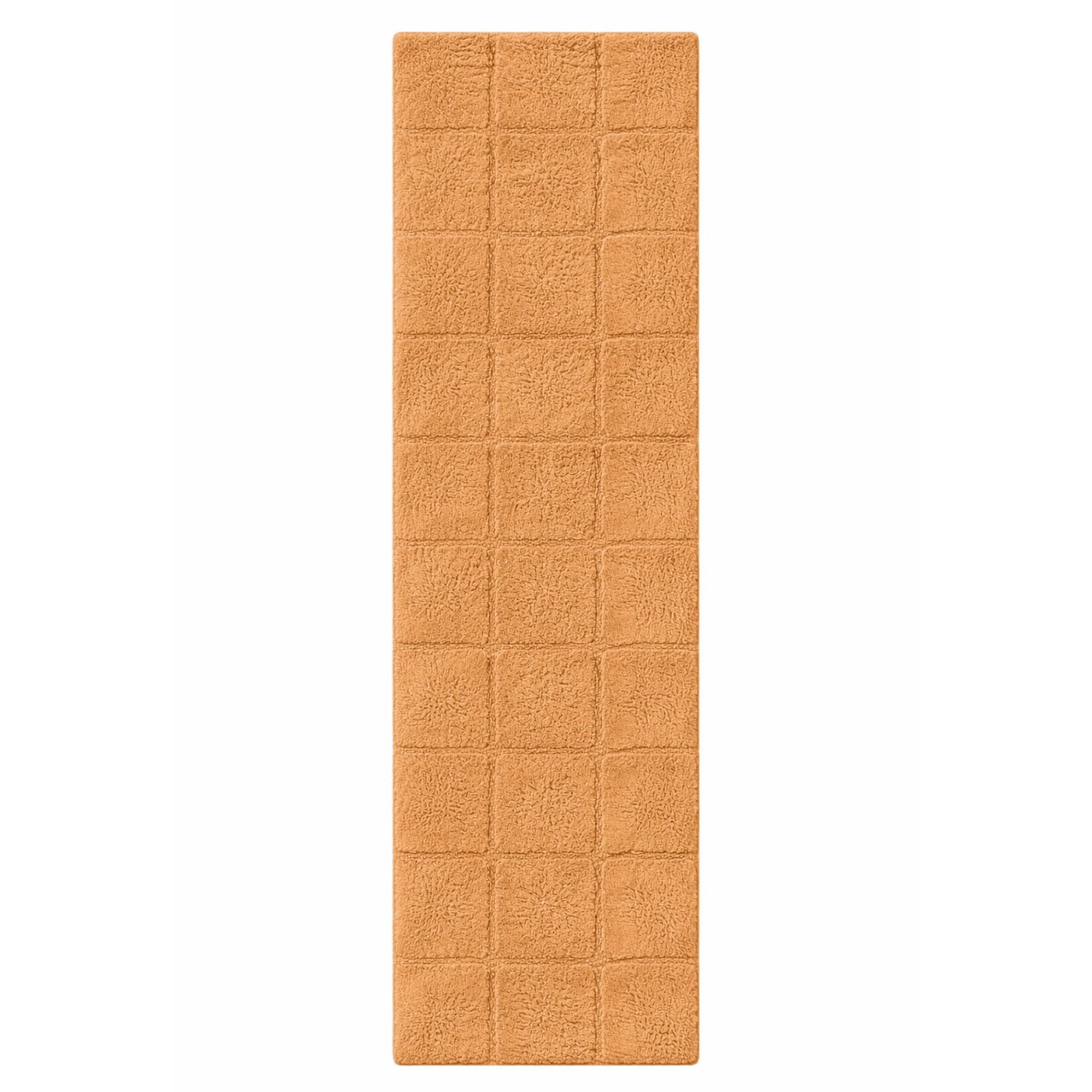 Superior Checkered Cotton Washable Non-Slip Bath Rug, Runner Size, Rust