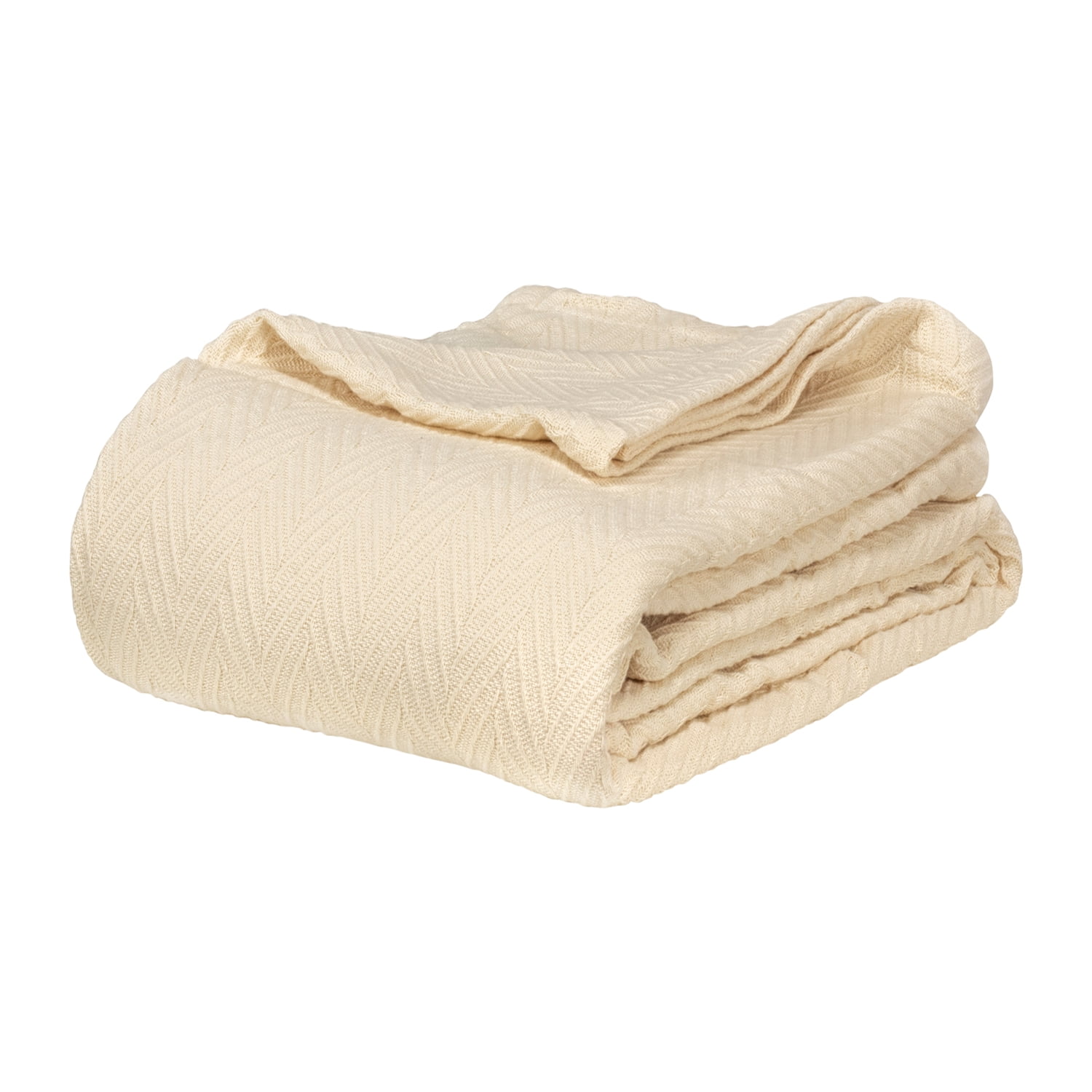 Superior Chevron AllSeason Cotton Blanket, California King, Ivory