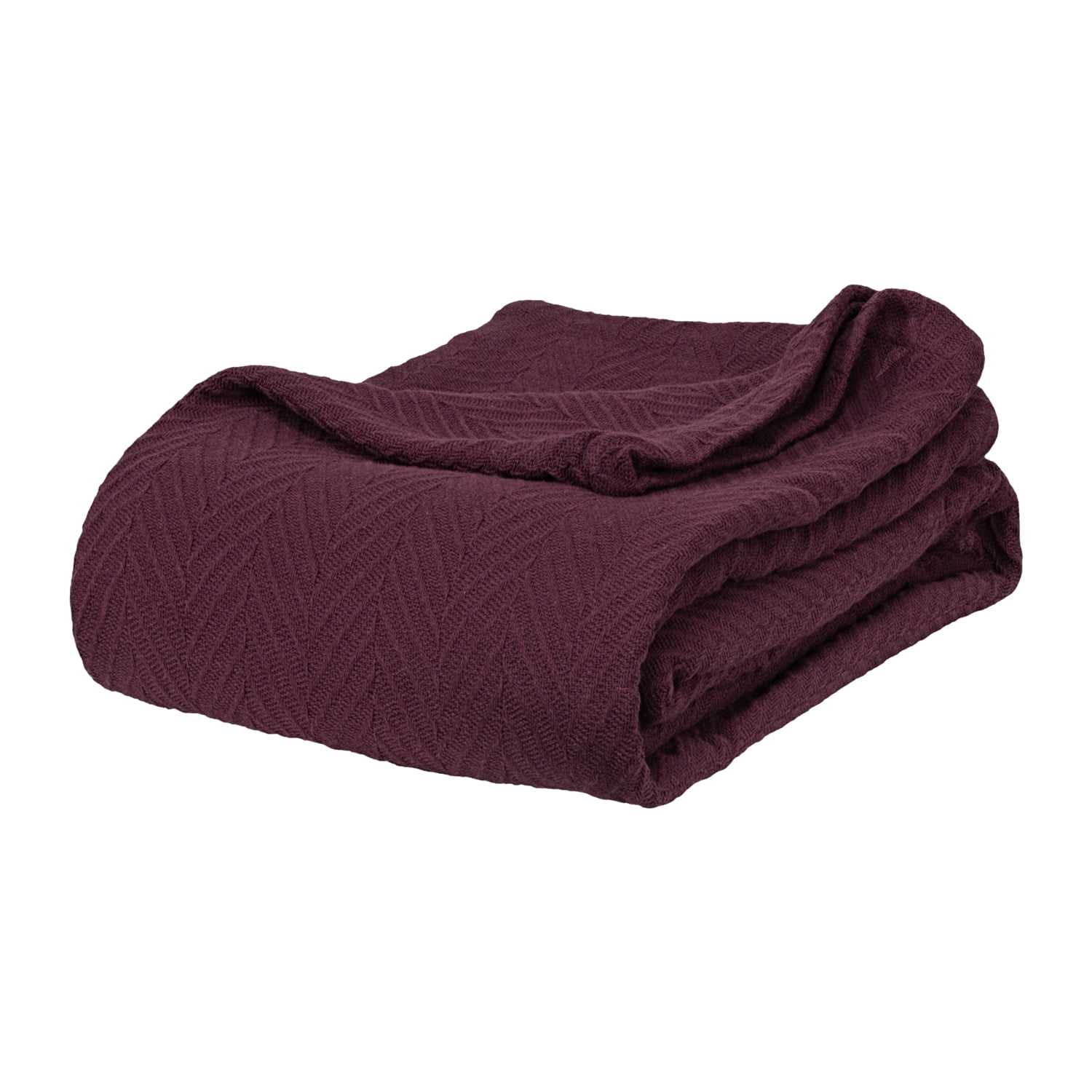 Superior Chevron AllSeason Lightweight Cotton Blanket, King Size, Plum