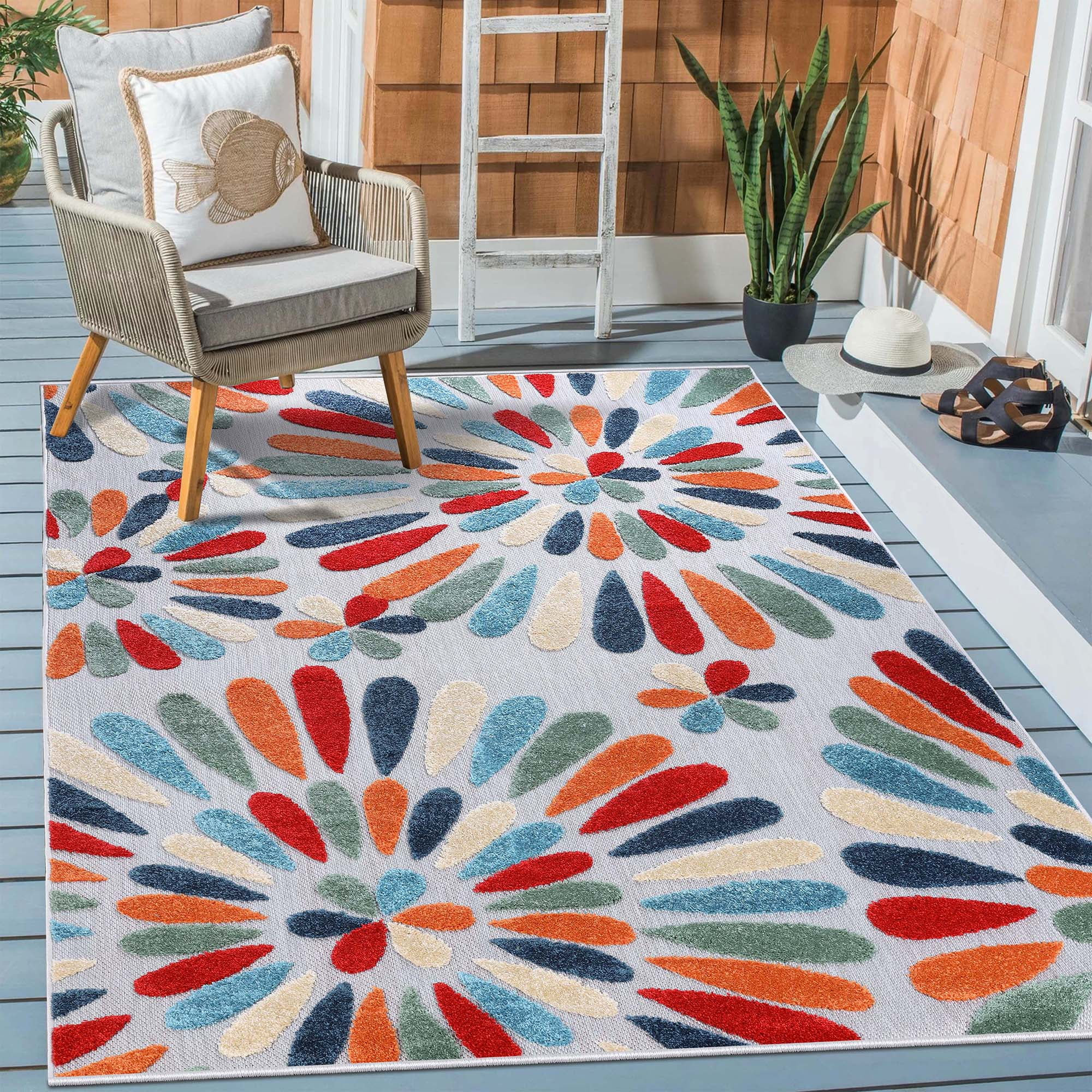 Superior Chevron Indoor Area Rug, 5' x 8', Stone