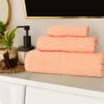 thumbnail image 1 of Superior Chevron 3-Piece Zero Twist Cotton Towel Set, Plush and Ulta Soft Towels, Peach, 1 of 10