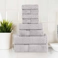 thumbnail image 1 of Superior Chevron 8-Piece Zero Twist Cotton Towel Set, Plush and Ulta Soft Towels, Platinum, 1 of 10