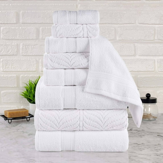 Superior Chevron Zero Twist Cotton 9-Piece Towel Set, White
