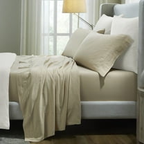 Superior Chloe 100% Cotton Percale Linen Texture Bed Sheet Set, King, Beige