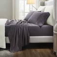 thumbnail image 1 of Superior Chloe 100% Cotton Percale Linen Texture Bed Sheet Set, King, Washed Plum, 1 of 12