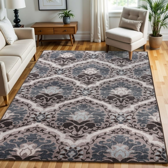 Superior Chloe Floral Indoor Area Rug, 5' x 8', Chocolate