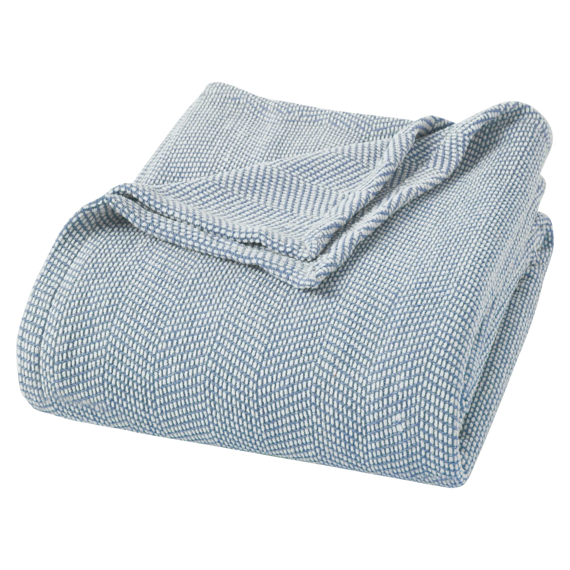 Superior Chrisney Chevron Cotton Blanket, California King, Blue