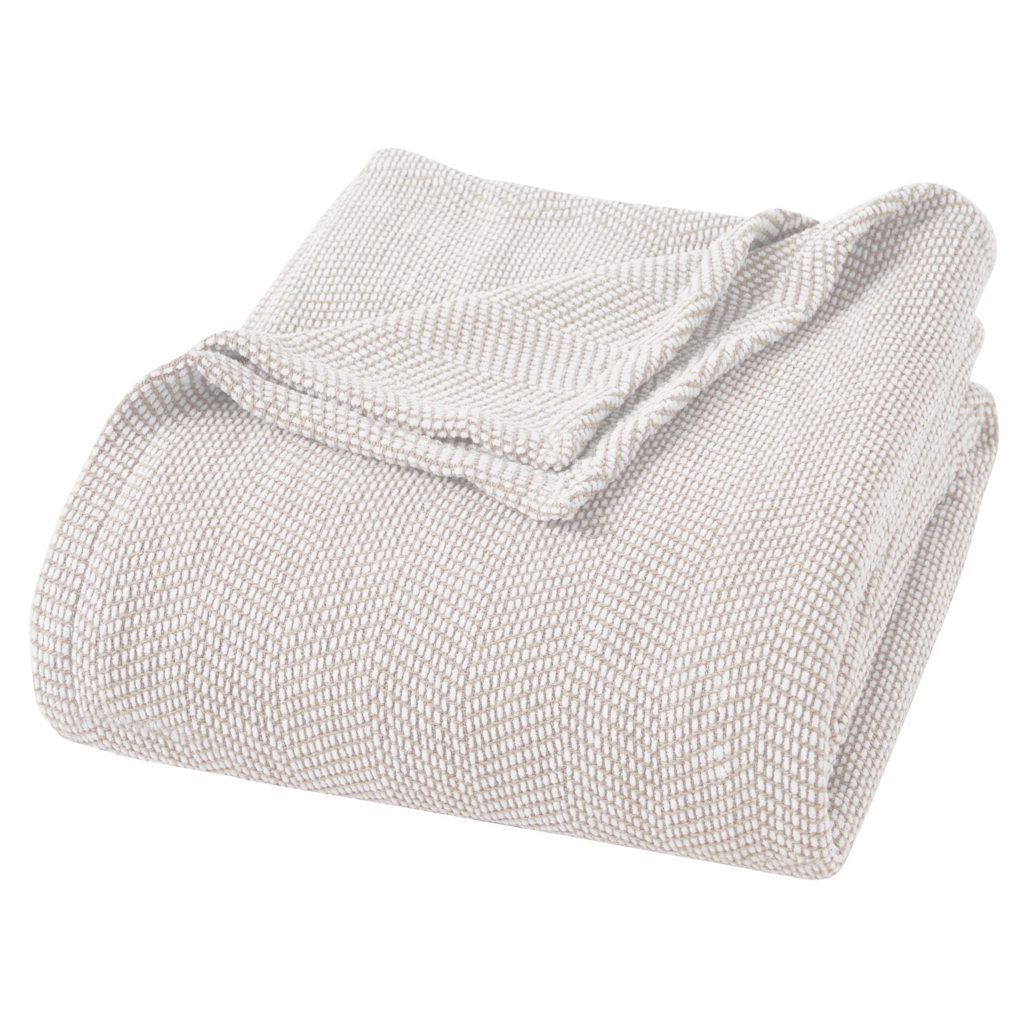 Superior Chrisney Chevron Cotton Blanket, California King, Tan