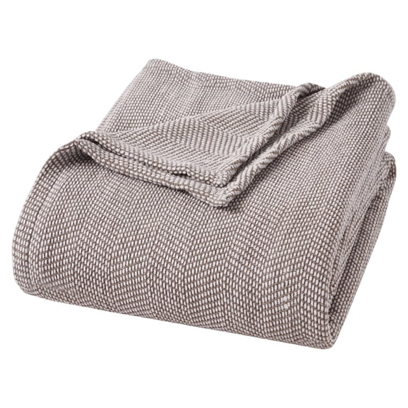 Superior Chrisney Chevron Cotton Blanket, Twin, Brown