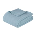 thumbnail image 1 of Superior Clara Cotton Striped Woven Blanket, Full Queen, Light Blue, 1 of 13