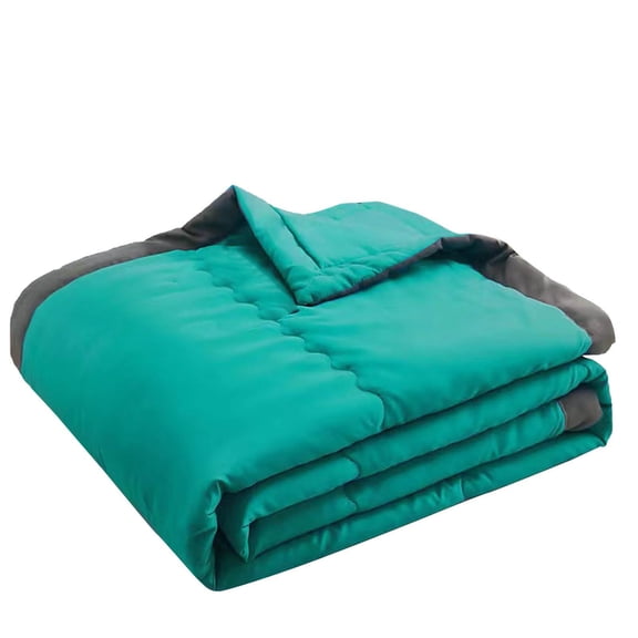 Superior Classic All-Season Reversible Comforter, Comfy, Fluffy, Cozy, Lightweight, Decorative, Bedding Essential, Box Quilt Design, 55.12x78.74 Inch