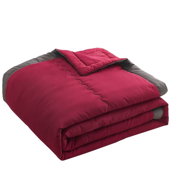 Superior Classic All-Season Reversible Comforter, Comfy, Fluffy, Cozy, Lightweight, Decorative, Bedding Essential, Box Quilt Design, 55.12x78.74 Inch