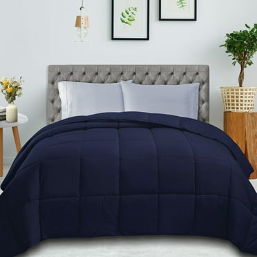 Superior Classic Reversible Comforter, Twin, Navy Blue