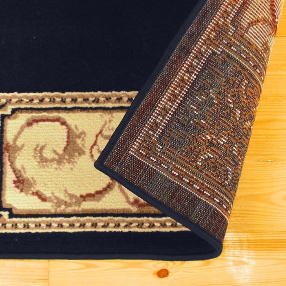 Superior Classic Elegant Floral Medallion Power-Loomed Indoor Area Rug, Midnight Blue, 5' x 5' Square