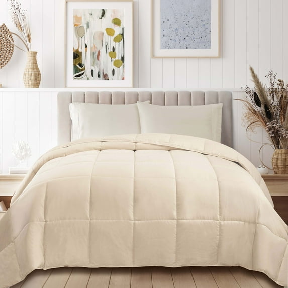 Superior Classic Reversible Comforter, Twin, Ivory