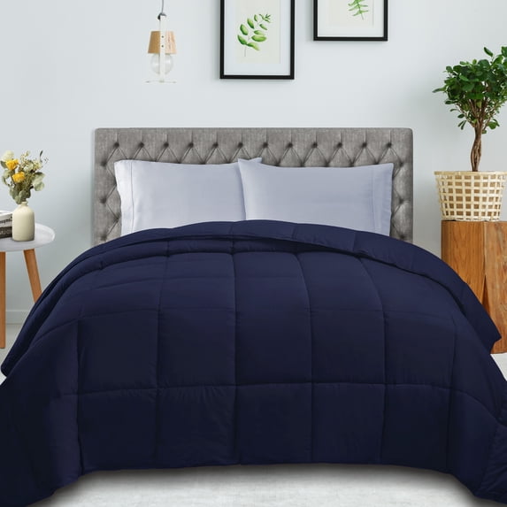 Superior Classic Reversible Comforter, Twin, Navy Blue