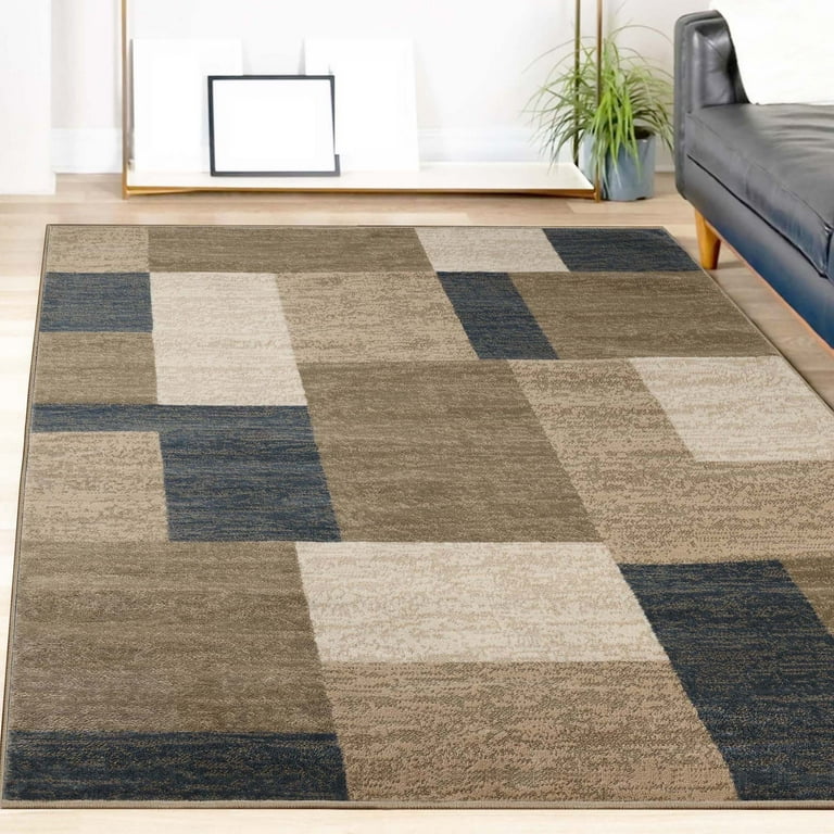 Superior Color Block Area Rug 7' x 9', Plush Indoor Rugs For 