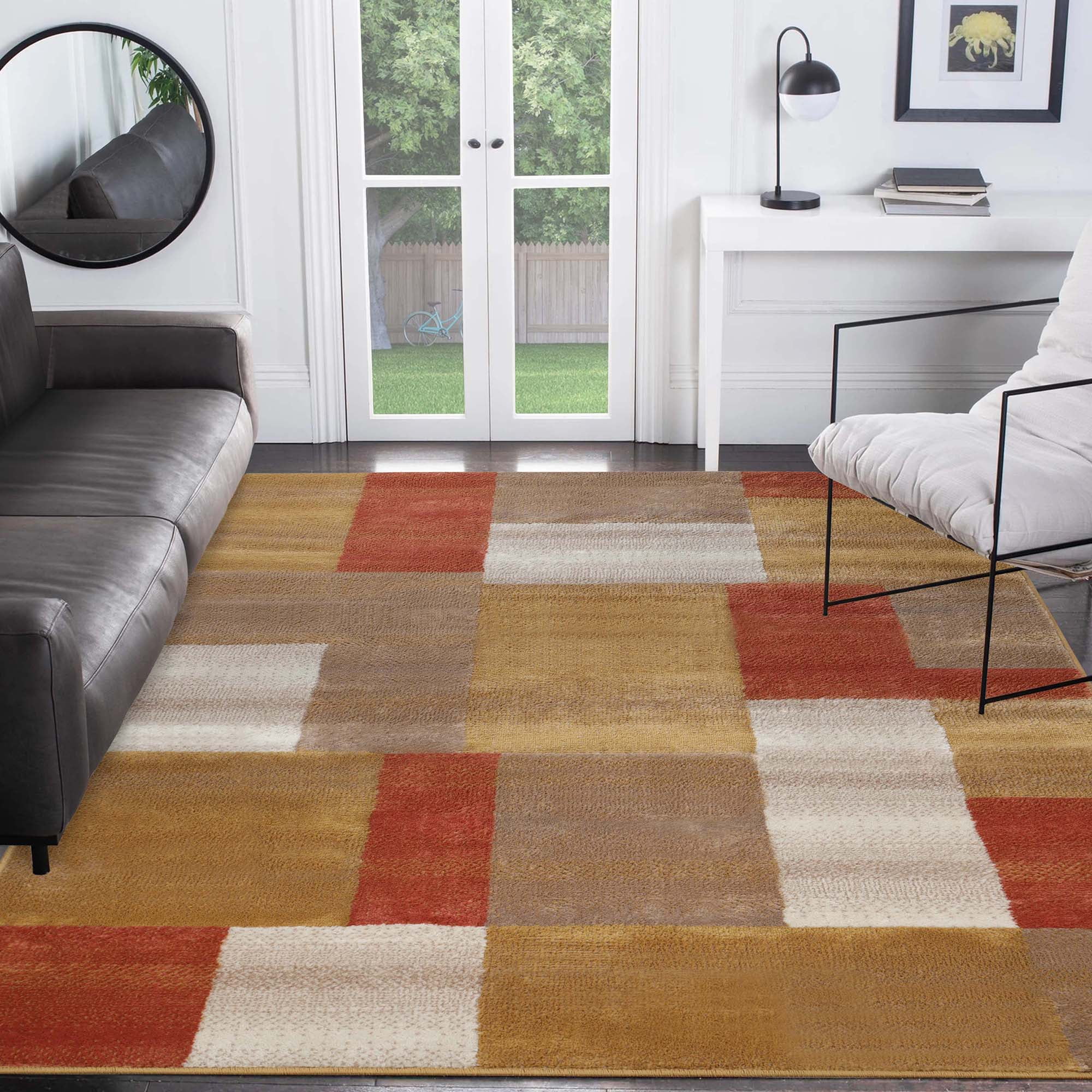 Clifton 5' x 8' Ginger Polypropylene Geometric Area Rug