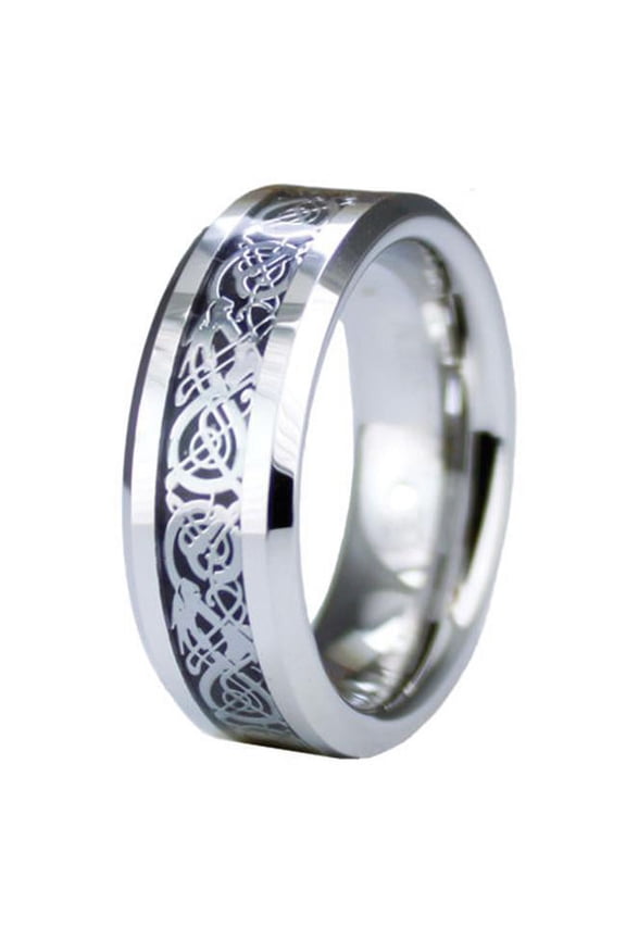 Superior Cobalt Ring with Dragon Inlay Design - Size 11