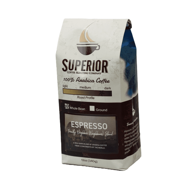 Superior Coffee Espresso Blend - Whole Bean Coffee | 12oz Bag