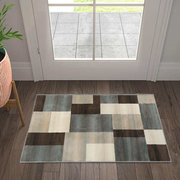 Superior Modern Geometric Fire Retardant and Anti-Static Indoor Area Rug, 3'x5', Grey