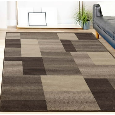 Superior Color Block Area Rug 7' x 9', Beige