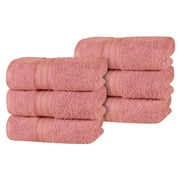 Superior Combed Cotton Plush Solid Hand Towels Set of 6, Blush