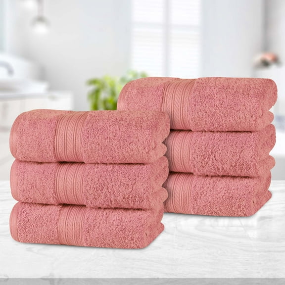 Superior Atlas Cotton Heavyweight Hand Towel, Set of 6, Blush