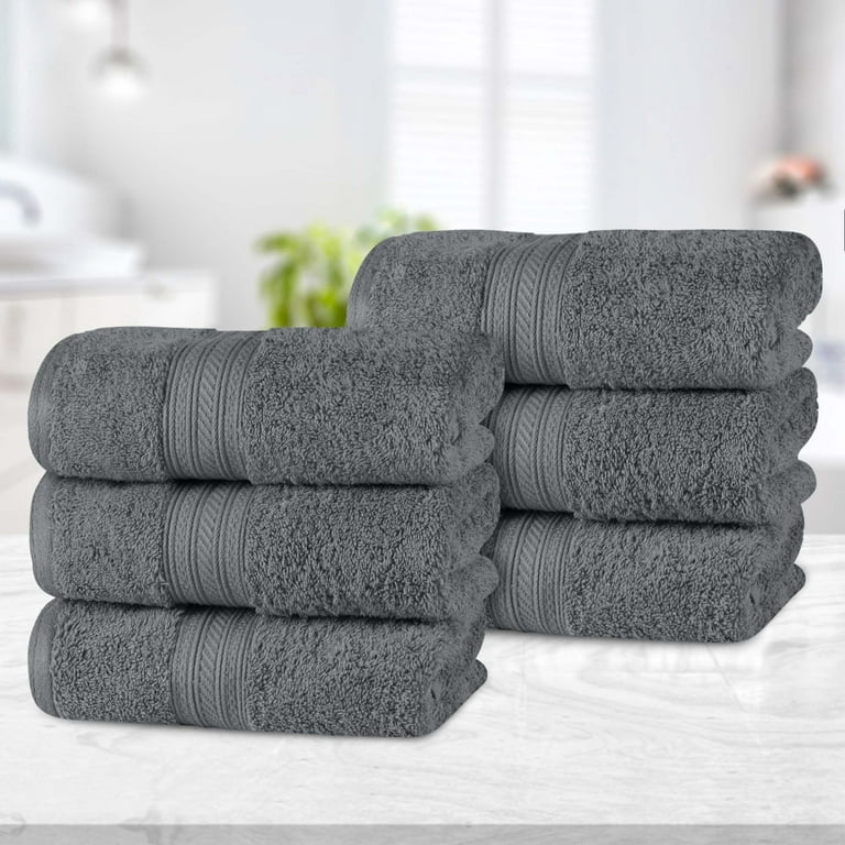 Superior Atlas Cotton Heavyweight Hand Towel Set of 6 Gray