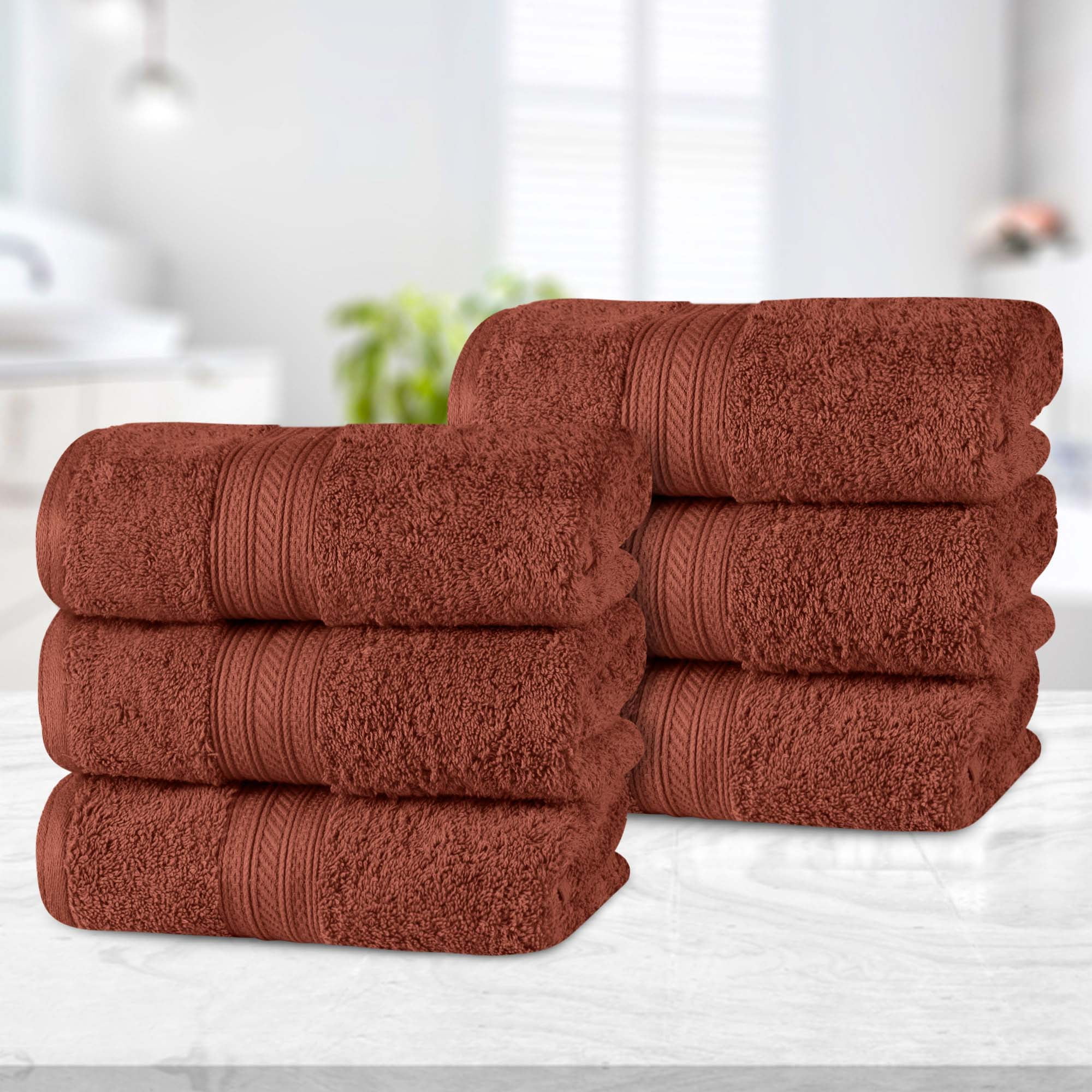 Superior Atlas Cotton Heavyweight Hand Towel Set of 6 Chocolate Walmart